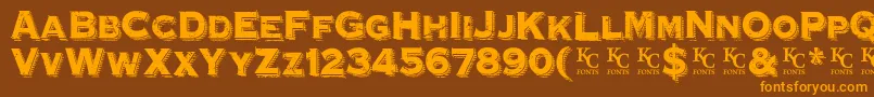 HoovervilleDemo-Schriftart – Orangefarbene Schriften auf braunem Hintergrund