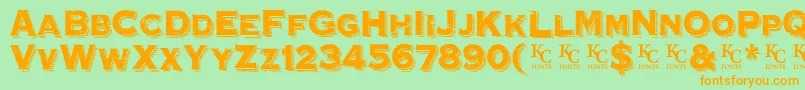 HoovervilleDemo-Schriftart – Orangefarbene Schriften auf grünem Hintergrund