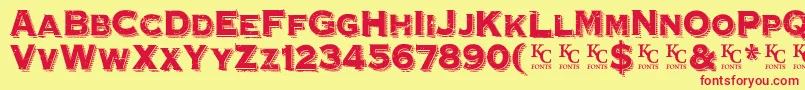 HoovervilleDemo-Schriftart – Rote Schriften auf gelbem Hintergrund