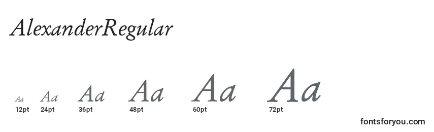 Größen der Schriftart AlexanderRegular
