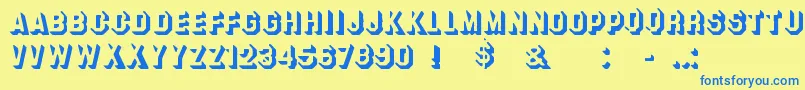 フォントOdeonDrop – 青い文字が黄色の背景にあります。