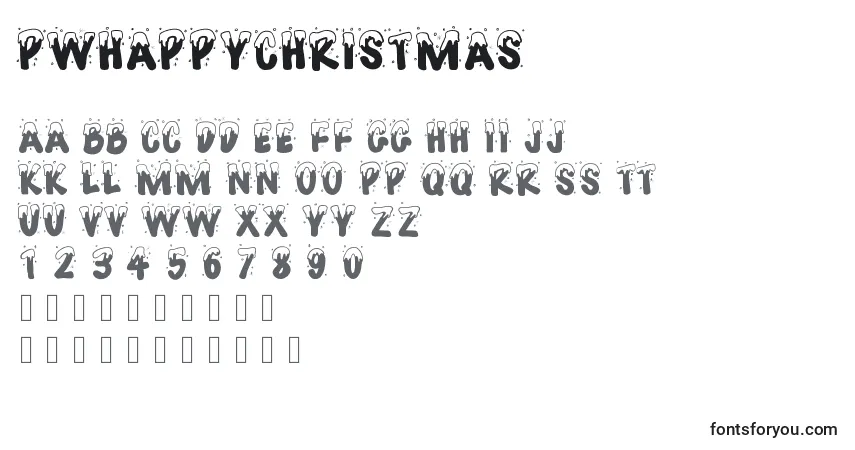 A fonte Pwhappychristmas – alfabeto, números, caracteres especiais