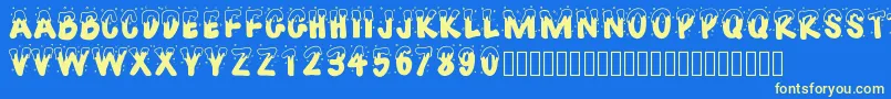 Pwhappychristmas Font – Yellow Fonts on Blue Background