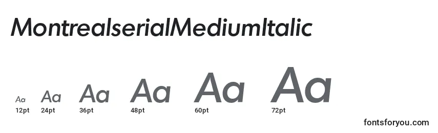 Размеры шрифта MontrealserialMediumItalic