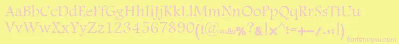 Fonte Motken3areeb – fontes rosa em um fundo amarelo