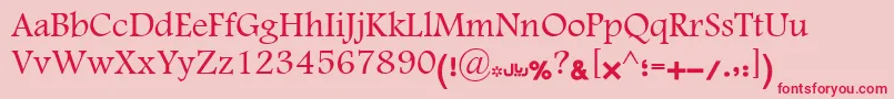 Fonte Motken3areeb – fontes vermelhas em um fundo rosa