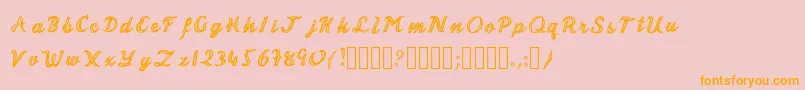 MalonzoFont-Schriftart – Orangefarbene Schriften auf rosa Hintergrund