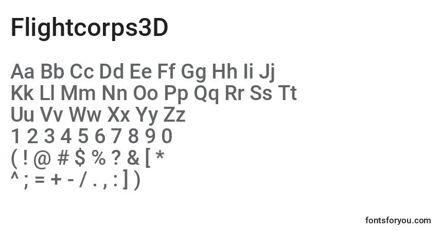 Flightcorps3D Font – alphabet, numbers, special characters