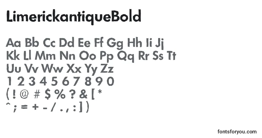 Шрифт LimerickantiqueBold – алфавит, цифры, специальные символы
