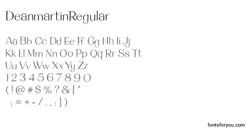 Fuente DeanmartinRegular - alfabeto, números, caracteres especiales