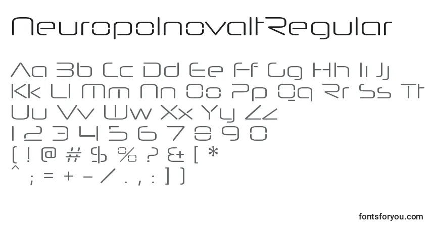 Czcionka NeuropolnovaltRegular – alfabet, cyfry, specjalne znaki