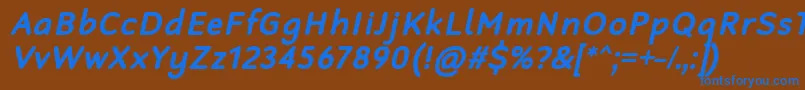 Czcionka RobagaRoundedBoldItalic – niebieskie czcionki na brązowym tle