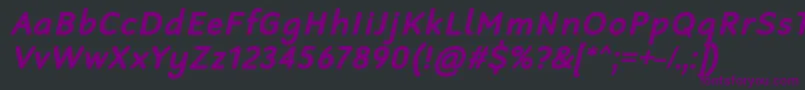 Czcionka RobagaRoundedBoldItalic – fioletowe czcionki na czarnym tle