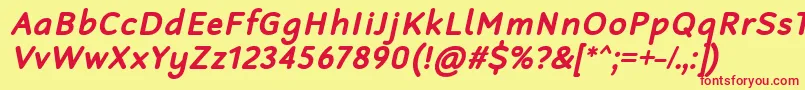 RobagaRoundedBoldItalic Font – Red Fonts on Yellow Background