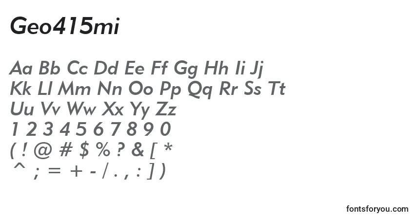 A fonte Geo415mi – alfabeto, números, caracteres especiais