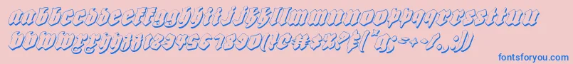 Biergartensi-Schriftart – Blaue Schriften auf rosa Hintergrund