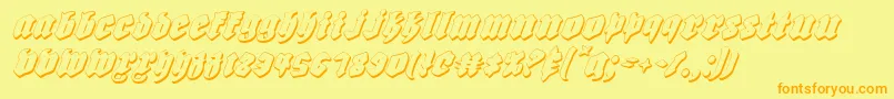 Biergartensi-Schriftart – Orangefarbene Schriften auf gelbem Hintergrund