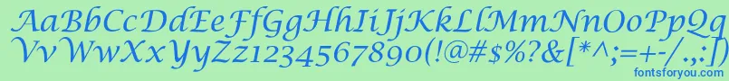LucidaCalligra Font – Blue Fonts on Green Background