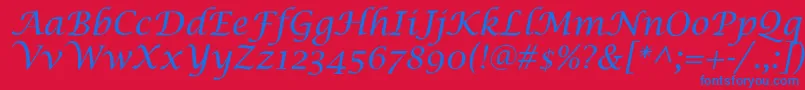 LucidaCalligra Font – Blue Fonts on Red Background