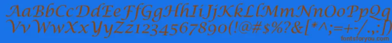 LucidaCalligra Font – Brown Fonts on Blue Background