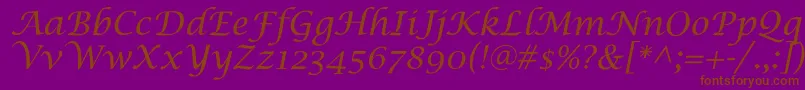 LucidaCalligra Font – Brown Fonts on Purple Background