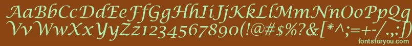 LucidaCalligra Font – Green Fonts on Brown Background