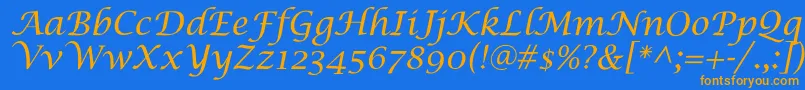 LucidaCalligra Font – Orange Fonts on Blue Background