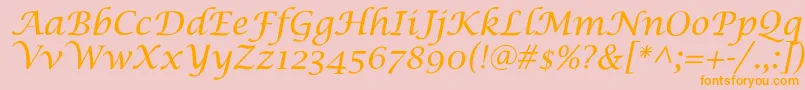 LucidaCalligra Font – Orange Fonts on Pink Background