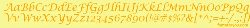 LucidaCalligra Font – Orange Fonts on Yellow Background