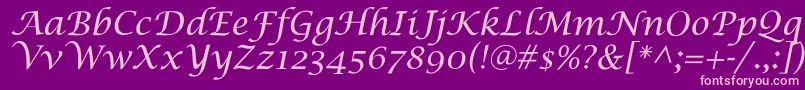 LucidaCalligra Font – Pink Fonts on Purple Background