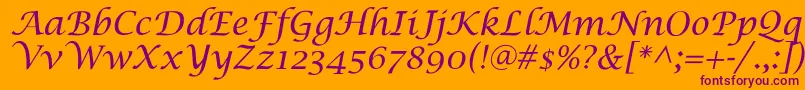LucidaCalligra Font – Purple Fonts on Orange Background