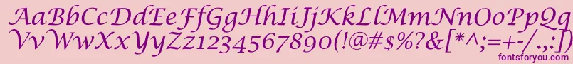 LucidaCalligra Font – Purple Fonts on Pink Background