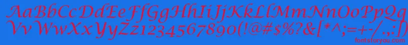 LucidaCalligra Font – Red Fonts on Blue Background