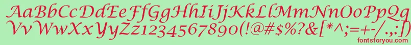 LucidaCalligra Font – Red Fonts on Green Background