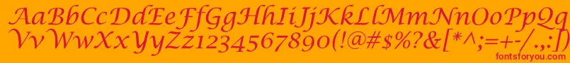 LucidaCalligra Font – Red Fonts on Orange Background