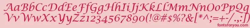 LucidaCalligra Font – Red Fonts on Pink Background