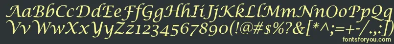 Шрифт LucidaCalligra – жёлтые шрифты на чёрном фоне