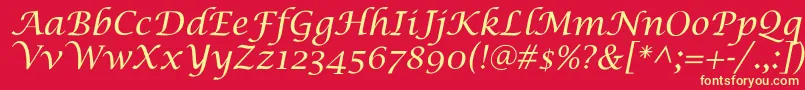 LucidaCalligra Font – Yellow Fonts on Red Background