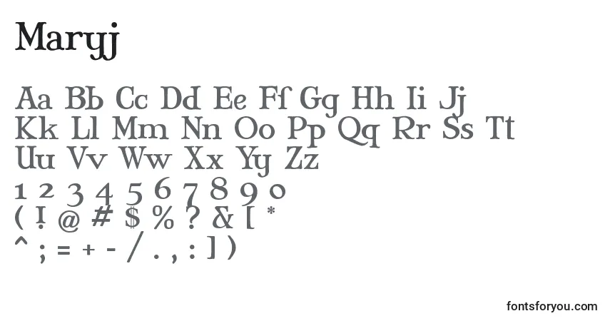 Schriftart Maryj – Alphabet, Zahlen, spezielle Symbole