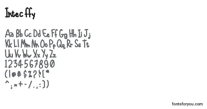 Schriftart Intec ffy – Alphabet, Zahlen, spezielle Symbole
