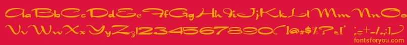 フォントNadejdabold – 赤い背景にオレンジの文字