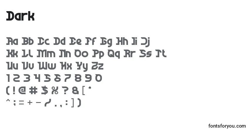 Schriftart Dark – Alphabet, Zahlen, spezielle Symbole