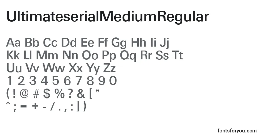 A fonte UltimateserialMediumRegular – alfabeto, números, caracteres especiais