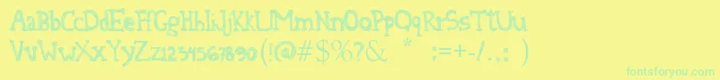 DenneAtTheTeaParty Font – Green Fonts on Yellow Background