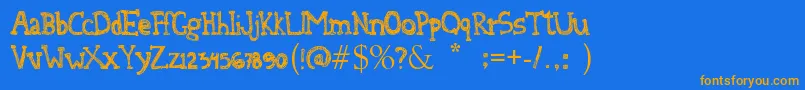 DenneAtTheTeaParty Font – Orange Fonts on Blue Background