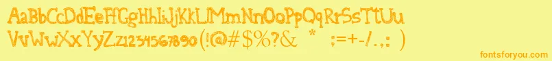 DenneAtTheTeaParty Font – Orange Fonts on Yellow Background