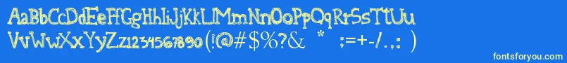 DenneAtTheTeaParty Font – Yellow Fonts on Blue Background