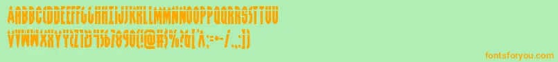 Grendelsmotherlaser-Schriftart – Orangefarbene Schriften auf grünem Hintergrund