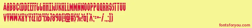 Grendelsmotherlaser-Schriftart – Rote Schriften auf gelbem Hintergrund