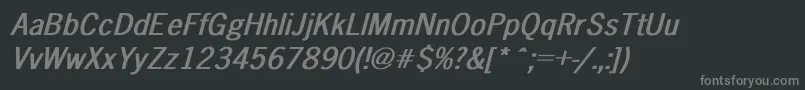 フォントNewsGothicBoldItalic – 黒い背景に灰色の文字
